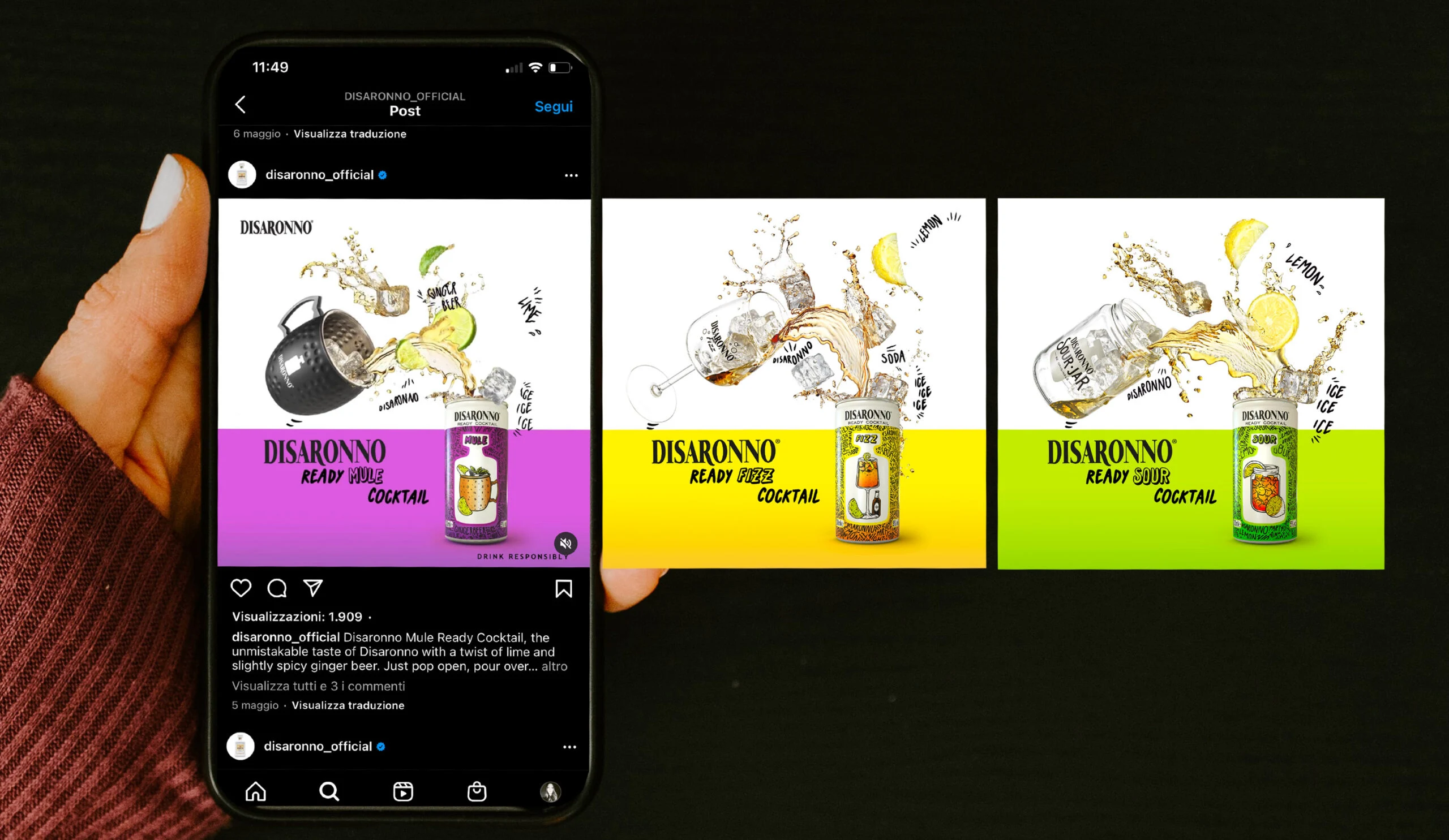 image from the brand identity project realized for Disaronno Ready Cocktail by Antiorario Creative Agency