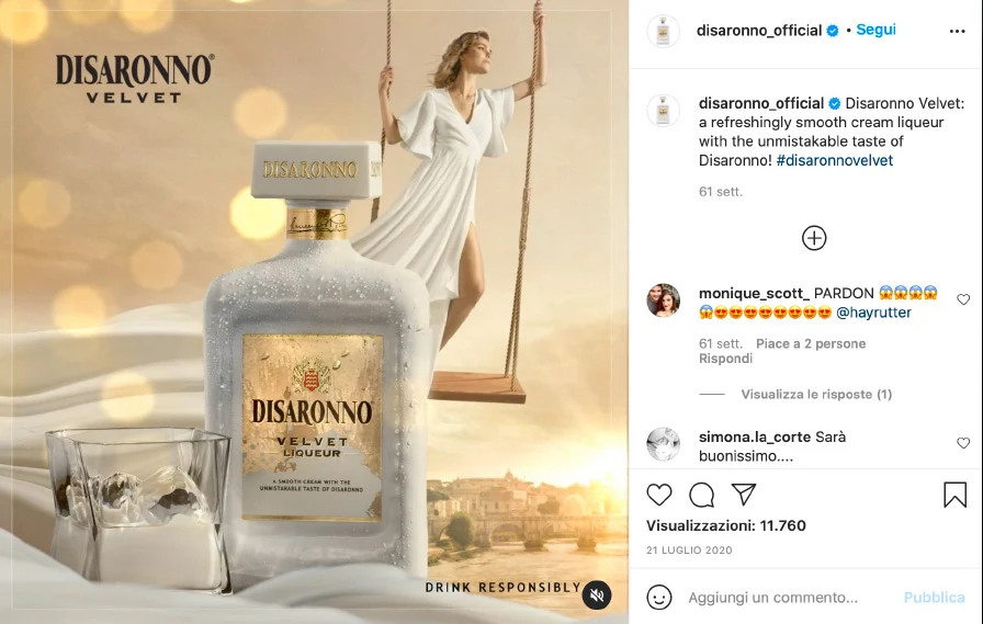 Image of the advertising campaign realized for Disaronno Velvet by Antiorario Creative Agency